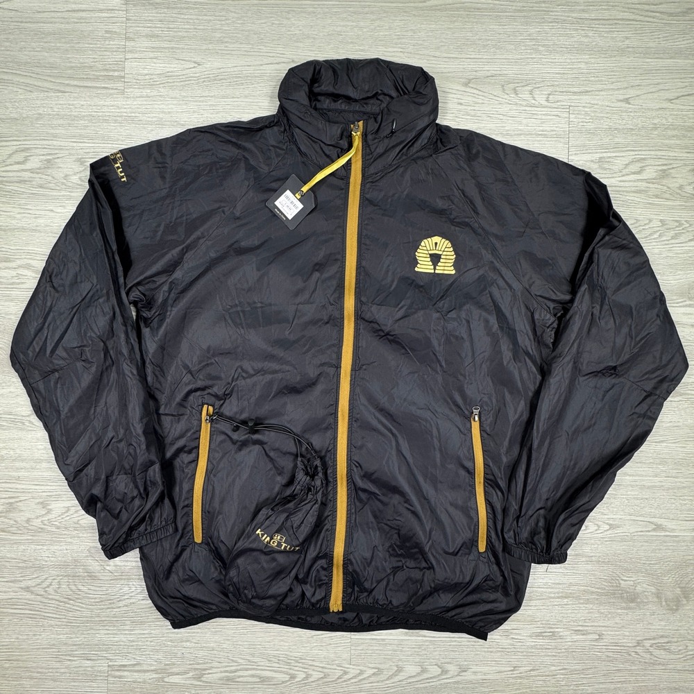 King Tut Mens Windbreaker Jacket Black Medium NWT 100th Anniversary Exhibition